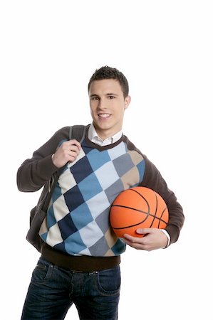 simsearch:400-03994929,k - Happy young boy student with basketball ball, isolated on white Stockbilder - Microstock & Abonnement, Bildnummer: 400-04631498
