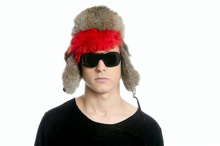 silly winter boy - Crazy winter boy, snow hat, grunge modern look isolated on white Stock Photo - Budget Royalty-Free & Subscription, Code: 400-04631505