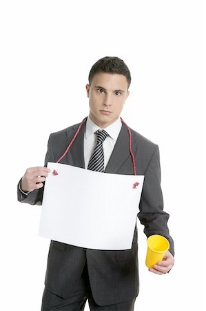 simsearch:400-04631810,k - Businessman lost job asking for a work, copy space isolated on white Stock Photo - Budget Royalty-Free & Subscription, Code: 400-04631534