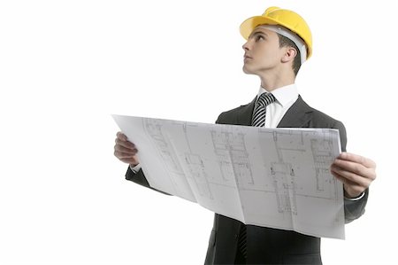 simsearch:400-06517688,k - Architect executive business people with plans with hard hat Stock Photo - Budget Royalty-Free & Subscription, Code: 400-04631554