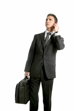 simsearch:400-04180586,k - Businessman talking with cell mobile phone isolated on white Stockbilder - Microstock & Abonnement, Bildnummer: 400-04631558