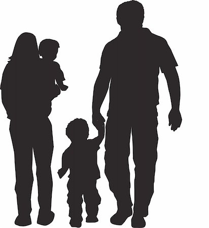 illustration of a family in black silhouette Stock Photo - Budget Royalty-Free & Subscription, Code: 400-04631583