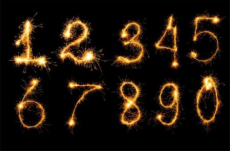 exploding numbers - Set of figures drawn by a bengal fire. High resolution Stock Photo - Budget Royalty-Free & Subscription, Code: 400-04631741