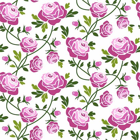 elakwasniewski (artist) - Romantic roses seamless pattern tile. Full scalable vector graphic, change the colors as you like. Stock Photo - Budget Royalty-Free & Subscription, Code: 400-04631868