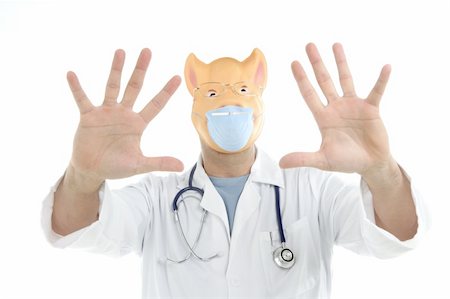 simsearch:400-04626468,k - Doctor with pig mask as a swine flu metaphor, isolated on white Stockbilder - Microstock & Abonnement, Bildnummer: 400-04631944