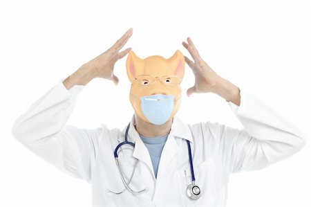 simsearch:400-04629961,k - Doctor with pig mask as a swine flu metaphor, isolated on white Stockbilder - Microstock & Abonnement, Bildnummer: 400-04631945