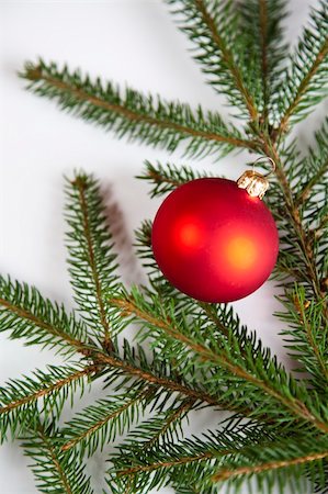 round ornament hanging of a tree - Photography of baubles connected with Christmas time and Christmas tree. Stock Photo - Budget Royalty-Free & Subscription, Code: 400-04632106