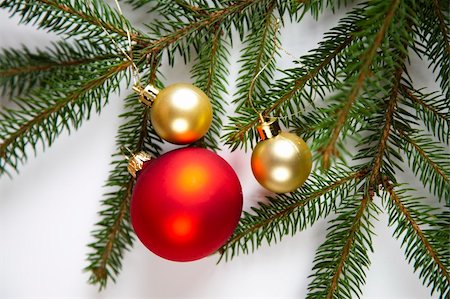 round ornament hanging of a tree - Photography of baubles connected with Christmas time and Christmas tree. Stock Photo - Budget Royalty-Free & Subscription, Code: 400-04632113