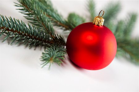 round ornament hanging of a tree - Photography of baubles connected with Christmas time and Christmas tree. Stock Photo - Budget Royalty-Free & Subscription, Code: 400-04632122