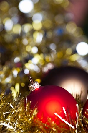 round ornament hanging of a tree - Photography of baubles connected with Christmas time and Christmas tree. Stock Photo - Budget Royalty-Free & Subscription, Code: 400-04632144