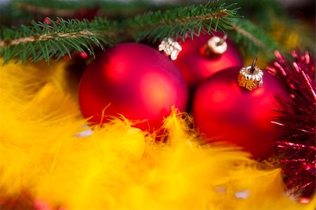 simsearch:632-06354036,k - Photography of baubles connected with Christmas time and Christmas tree. Photographie de stock - Aubaine LD & Abonnement, Code: 400-04632148