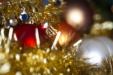 round ornament hanging of a tree - Photography of baubles connected with Christmas time and Christmas tree. Stock Photo - Budget Royalty-Free & Subscription, Code: 400-04632157