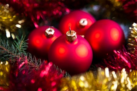 round ornament hanging of a tree - Photography of baubles connected with Christmas time and Christmas tree. Stock Photo - Budget Royalty-Free & Subscription, Code: 400-04632159