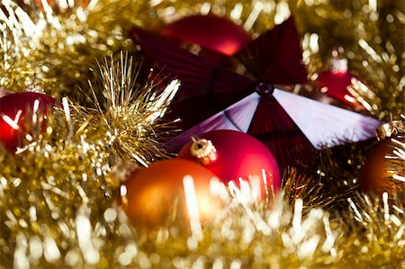 round ornament hanging of a tree - Photography of baubles connected with Christmas time and Christmas tree. Stock Photo - Budget Royalty-Free & Subscription, Code: 400-04632169