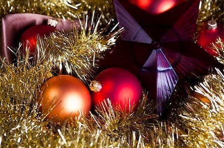 round ornament hanging of a tree - Photography of baubles connected with Christmas time and Christmas tree. Stock Photo - Budget Royalty-Free & Subscription, Code: 400-04632179