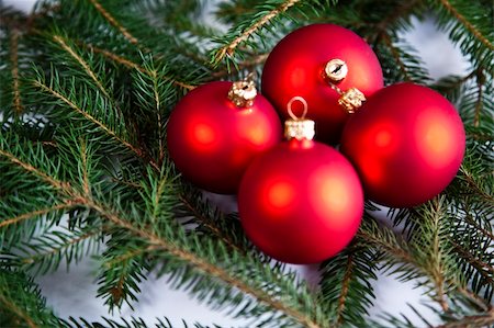 round ornament hanging of a tree - Photography of baubles connected with Christmas time and Christmas tree. Stock Photo - Budget Royalty-Free & Subscription, Code: 400-04632180