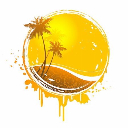 summer illustration with palmtrees Fotografie stock - Microstock e Abbonamento, Codice: 400-04632411