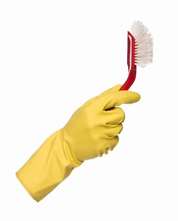 Protective glove holding a dish-brush Stock Photo - Budget Royalty-Free & Subscription, Code: 400-04632480