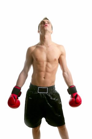 Young  shaped man boxing, isolated studio shot Stock Photo - Budget Royalty-Free & Subscription, Code: 400-04632505