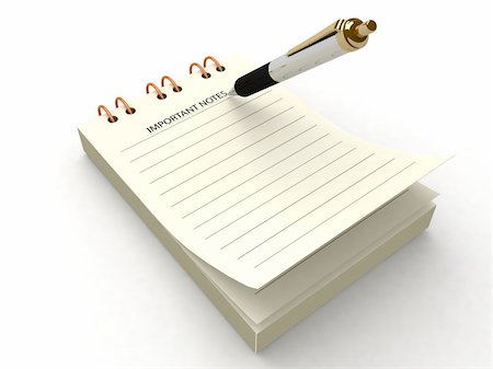 simsearch:400-06172102,k - 3d notepad and pen against white background Foto de stock - Royalty-Free Super Valor e Assinatura, Número: 400-04632502