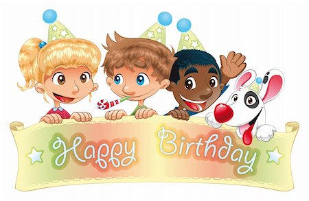 Happy Birthday - cartoon and vector scene Stock Photo - Budget Royalty-Free & Subscription, Code: 400-04632571