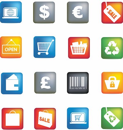 illustration of retail coloured detailed icon button set Stock Photo - Budget Royalty-Free & Subscription, Code: 400-04632590