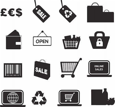 illustration of retail silhouette icon button set Stock Photo - Budget Royalty-Free & Subscription, Code: 400-04632592