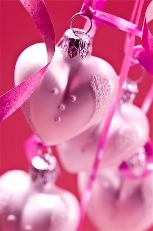simsearch:400-05177023,k - holiday series: some  christmas heart-shaped ball over pink background Stock Photo - Budget Royalty-Free & Subscription, Code: 400-04632667