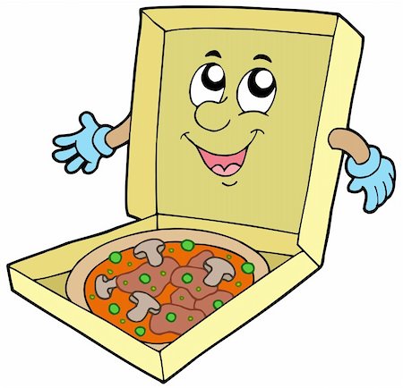 pepper crust - Cartoon pizza box - vector illustration. Stock Photo - Budget Royalty-Free & Subscription, Code: 400-04632705