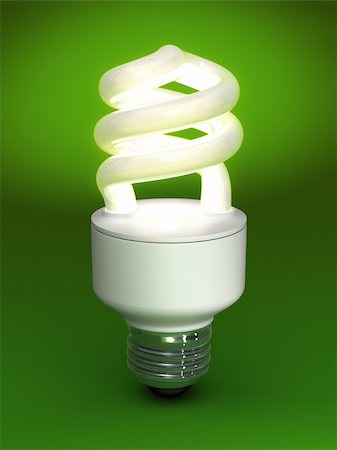 sidewaysdesign (artist) - Glowing CFL bulb on rich green backdrop. Photographie de stock - Aubaine LD & Abonnement, Code: 400-04632938