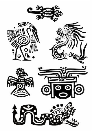 drawing of monster animal - Set - American Indian national patterns Stock Photo - Budget Royalty-Free & Subscription, Code: 400-04633263