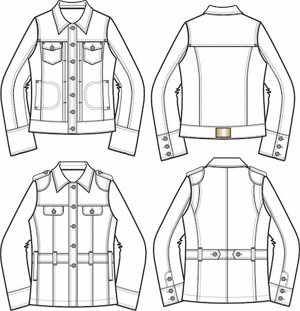 sketching a jacket - woman denim jackets Stock Photo - Budget Royalty-Free & Subscription, Code: 400-04633474
