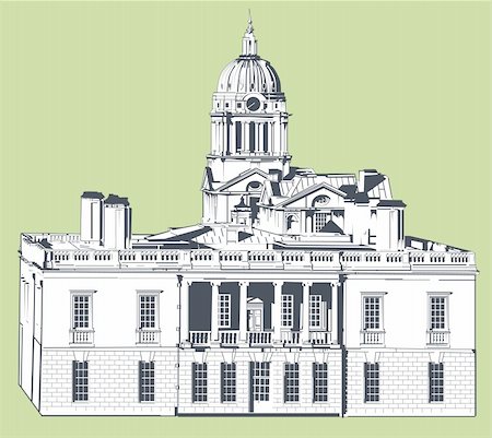Vector illustration of Greenwich national maritime museum ? queen?s house Stock Photo - Budget Royalty-Free & Subscription, Code: 400-04633711