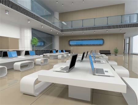 conceptual design of modern office interior (3D rendering) Stock Photo - Budget Royalty-Free & Subscription, Code: 400-04633749