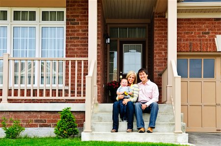 pictures people sitting front steps house - Young family sitting on front steps of house Stock Photo - Budget Royalty-Free & Subscription, Code: 400-04633769