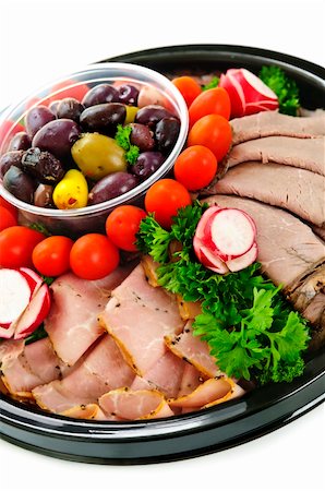 simsearch:400-04133788,k - Isolated platter of assorted cold cut meat slices Foto de stock - Super Valor sin royalties y Suscripción, Código: 400-04633807