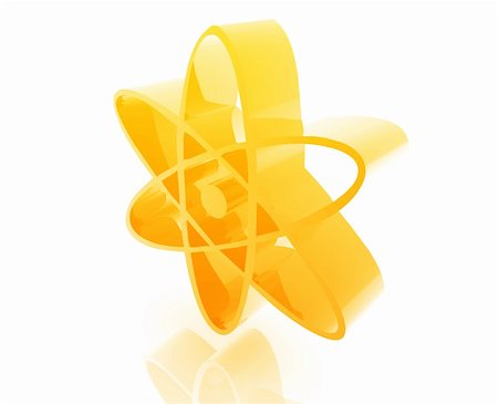 Atomic nuclear symbol illustration glossy metal style isolated Stock Photo - Budget Royalty-Free & Subscription, Code: 400-04644137