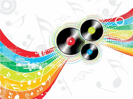 music disk on grunge-rainbow halftone background Stock Photo - Budget Royalty-Free & Subscription, Code: 400-04644392