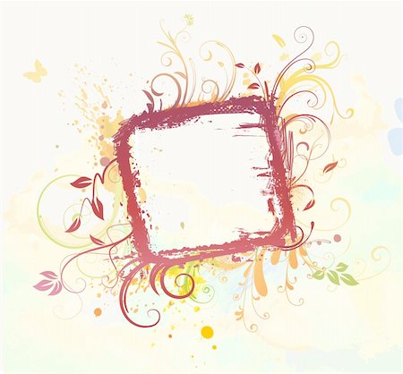 simsearch:400-04626284,k - Vector illustration of Grunge styled Floral Decorative frame Stock Photo - Budget Royalty-Free & Subscription, Code: 400-04644662