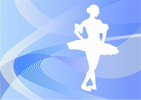 simsearch:400-07548529,k - Vector drawing ballerina on blue abstract background Stock Photo - Budget Royalty-Free & Subscription, Code: 400-04644686