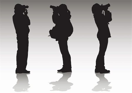 paparazzi silhouettes - Vector image of professional photographers with equipment at work Stock Photo - Budget Royalty-Free & Subscription, Code: 400-04644724