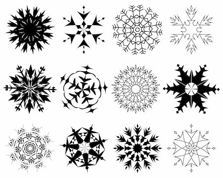 simsearch:400-07213325,k - Biggest collection of vector snowflakes in different shape Fotografie stock - Microstock e Abbonamento, Codice: 400-04644792