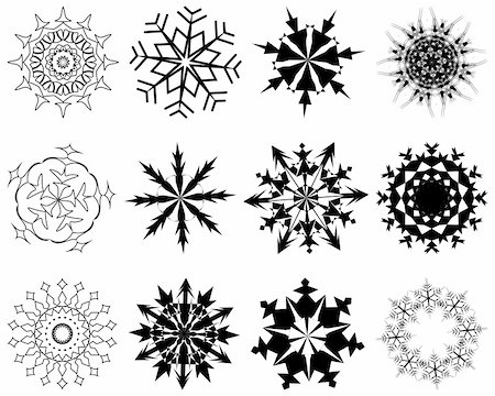 simsearch:400-07213325,k - Biggest collection of vector snowflakes in different shape Fotografie stock - Microstock e Abbonamento, Codice: 400-04644793