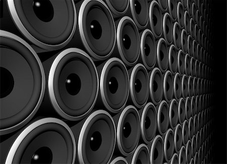 three dimensional speakers wall isolated on black Photographie de stock - Aubaine LD & Abonnement, Code: 400-04644845