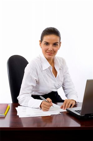 signing contract on computer - Smiling friendly business woman signing a contract Stock Photo - Budget Royalty-Free & Subscription, Code: 400-04644962