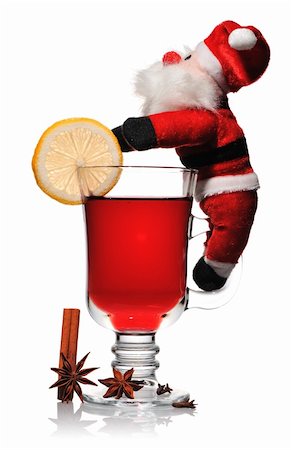 santa claus fruits - Mulled wine christmas still life isolated on white with soft reflection Stock Photo - Budget Royalty-Free & Subscription, Code: 400-04645207