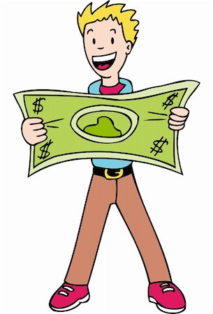 stretching a dollar - Man shows how to make your dollar stretch. Stock Photo - Budget Royalty-Free & Subscription, Code: 400-04645592