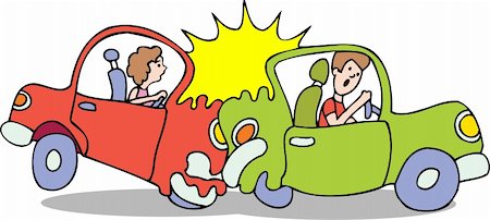 fender - Car rear-ends another car - cartoon. Stock Photo - Budget Royalty-Free & Subscription, Code: 400-04645624