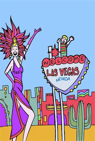 Vegas showgirl welcomes small child to Las Vegas. Photographie de stock - Aubaine LD & Abonnement, Code: 400-04645672