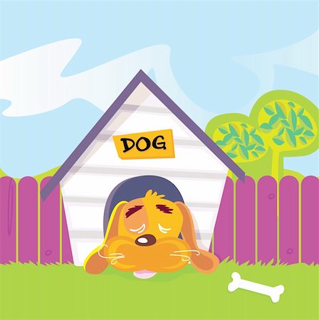 Cute dog sleep in dog house. Vector Illustration. Foto de stock - Super Valor sin royalties y Suscripción, Código: 400-04645730